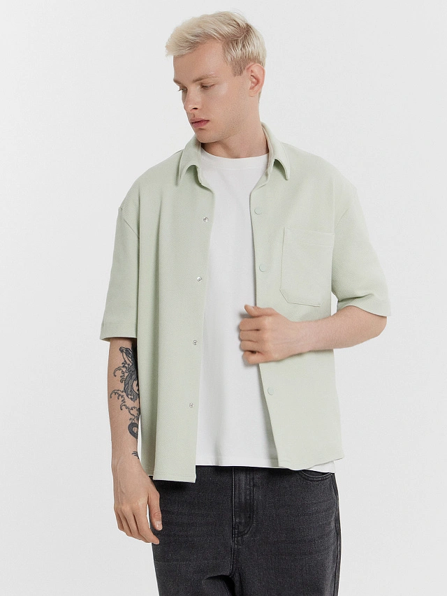 Рубашка мужская салатовая - 5