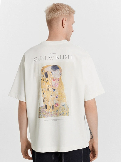 картинка Футболка мужская кремовая с принтом и надписью "Art u wear " от магазина мужской одежды Mark Formelle