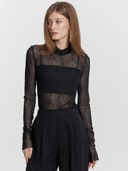 картинка Джемпер женский черный из сетки от магазина стильной одежды Mark Formelle