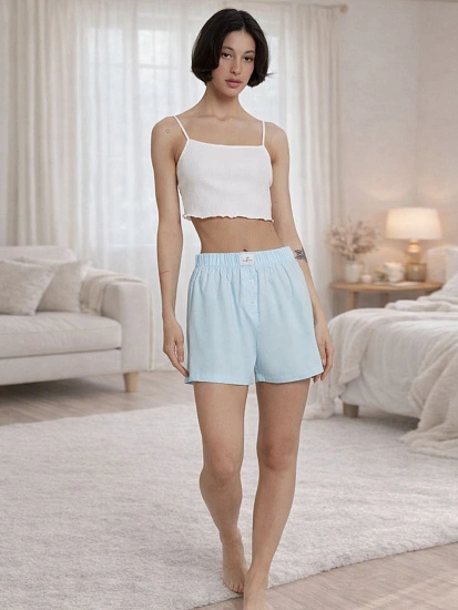 картинка Шорты домашние женские голубые  от магазина стильной одежды Mark Formelle
