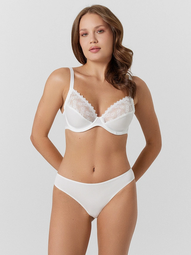 Бюстгальтер женский белый с кружевом - 3