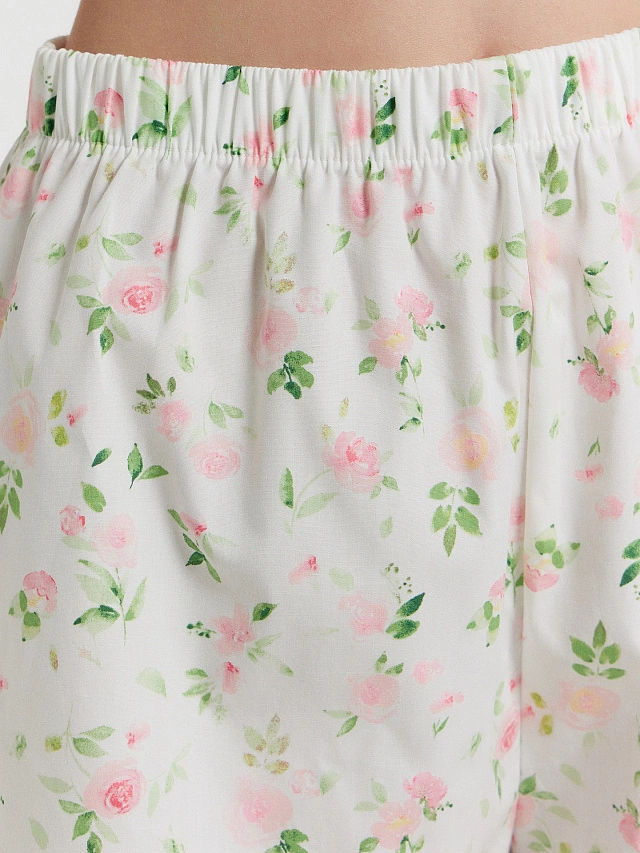 Комплект домашний женский кремовый с цветочным принтом - 8