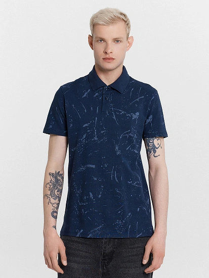 картинка Поло мужское синее с принтом  от магазина мужской одежды Mark Formelle