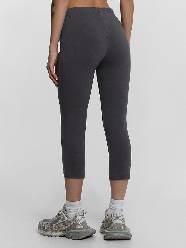 Легинсы спортивные женские серые с принтом - 3