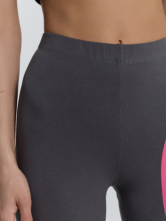 Легинсы спортивные женские серые с принтом - 4