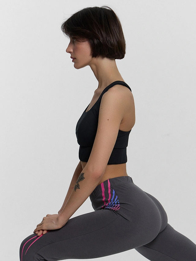 Легинсы спортивные женские серые с принтом - 6