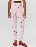 Легинсы для девочек розовые с принтом "сердечки"