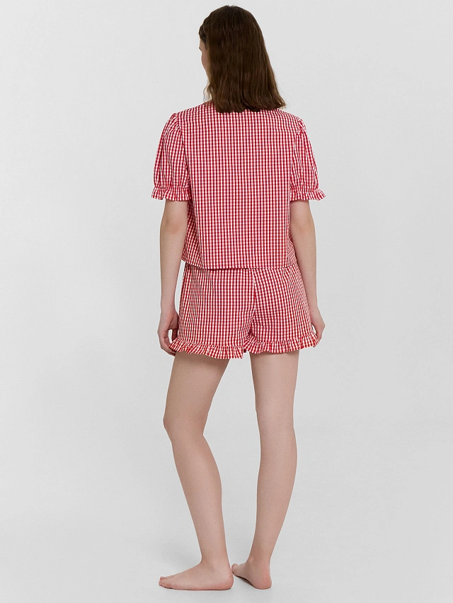 Комплект домашний женский красный в клетку - 2