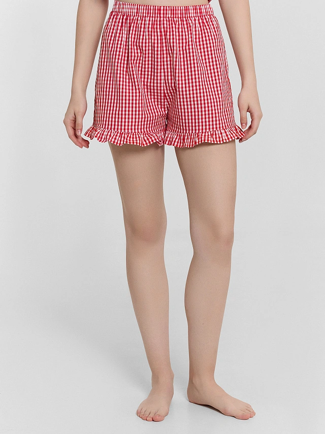 Комплект домашний женский красный в клетку - 3