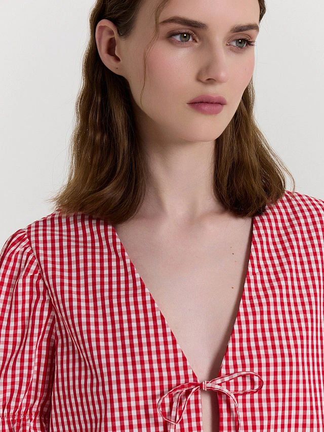 Комплект домашний женский красный в клетку - 5