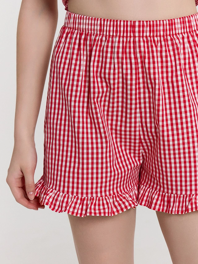 Комплект домашний женский красный в клетку - 7