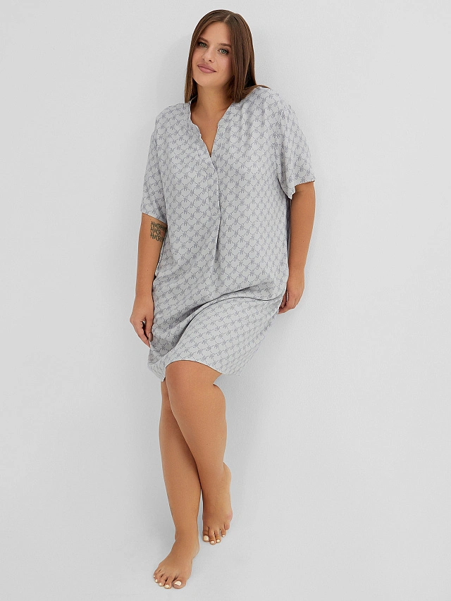 Туника женская серая с принтом в виде лого "MF" - 8