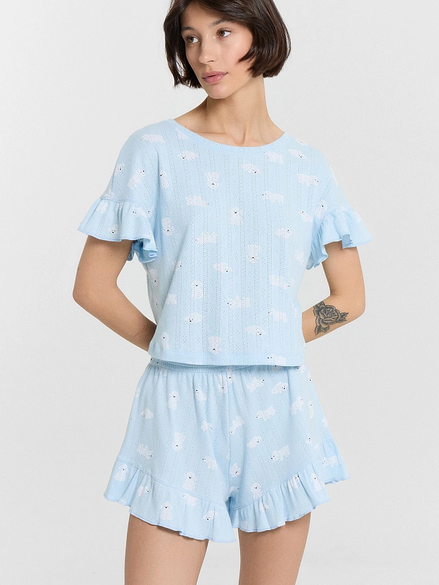 Комплект домашний женский голубой - 8