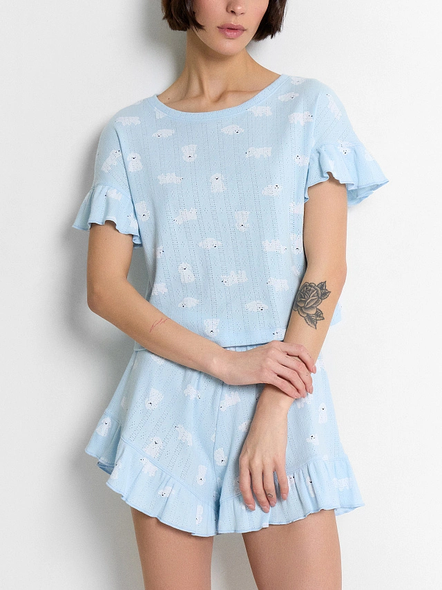 Комплект домашний женский голубой - 9