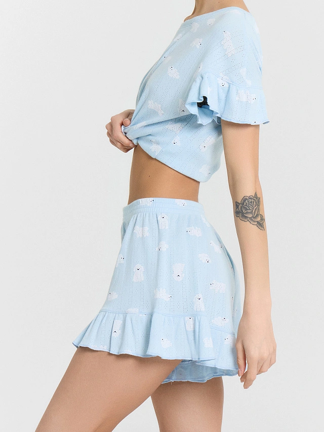 Комплект домашний женский голубой - 10