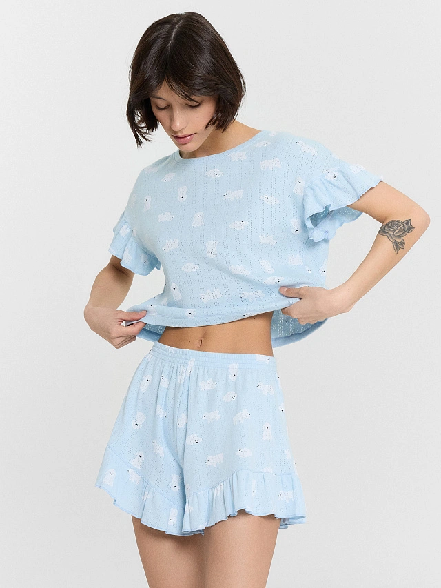 Комплект домашний женский голубой - 11