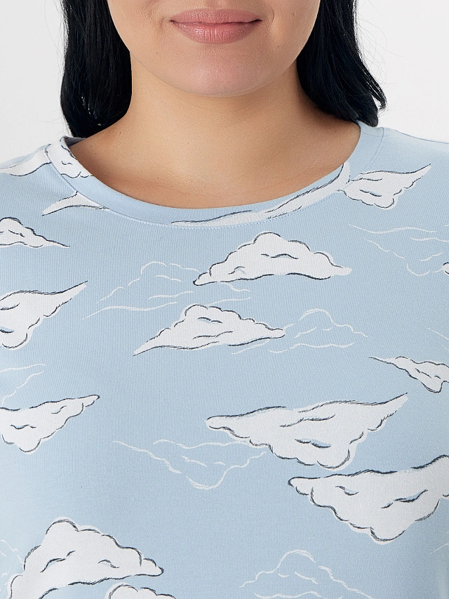 Сорочка ночная женская голубая с принтом - 3