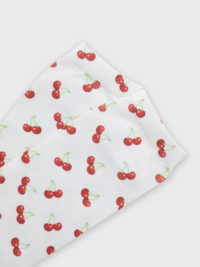 Носки женские белые с узором "вишенки" - 6