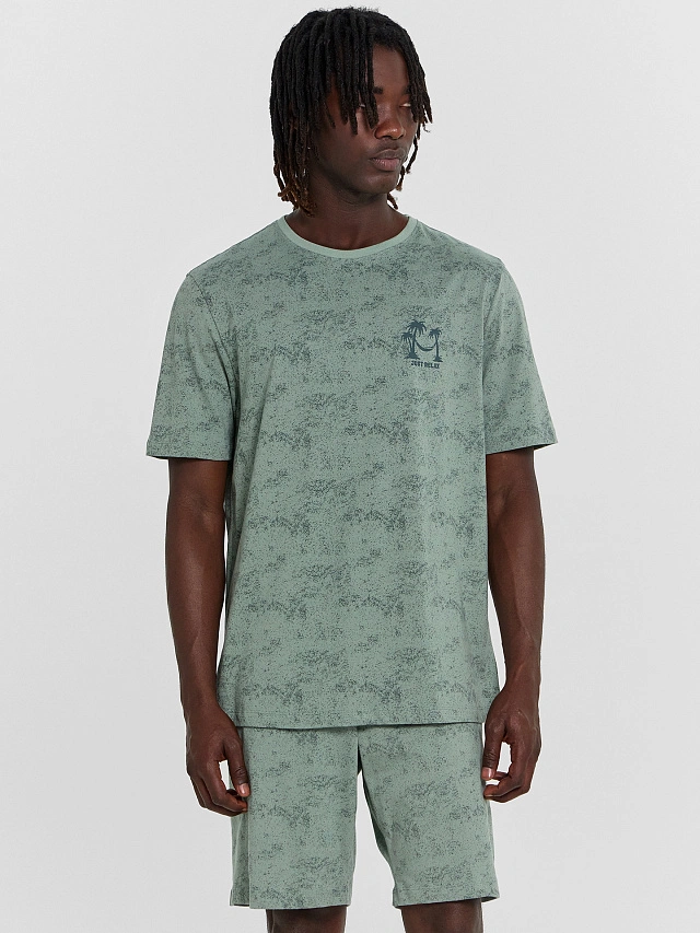 Комплект домашний мужской зеленый с принтом - 3