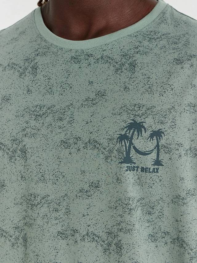 Комплект домашний мужской зеленый с принтом - 6