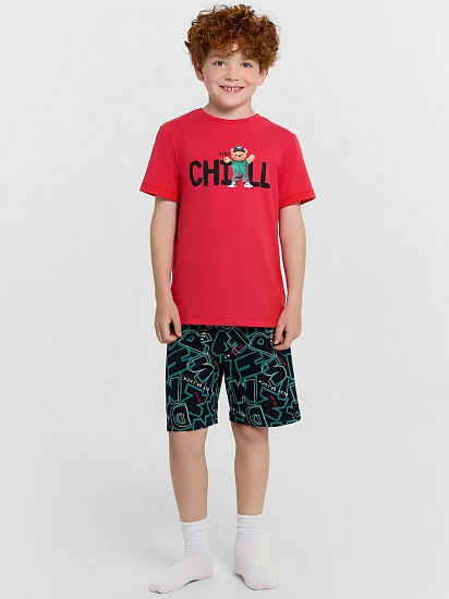картинка Комплект для мальчиков с принтом и надписью "Chill" от магазина одежды для мальчиков от бренда Mark Formelle
