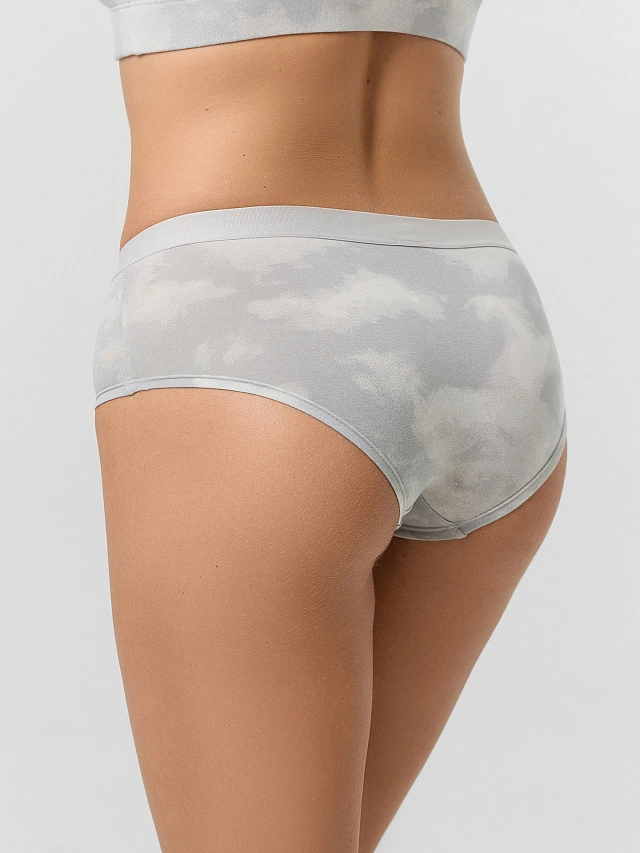 Трусы шортики женские серые с принтом тай-дай - 4