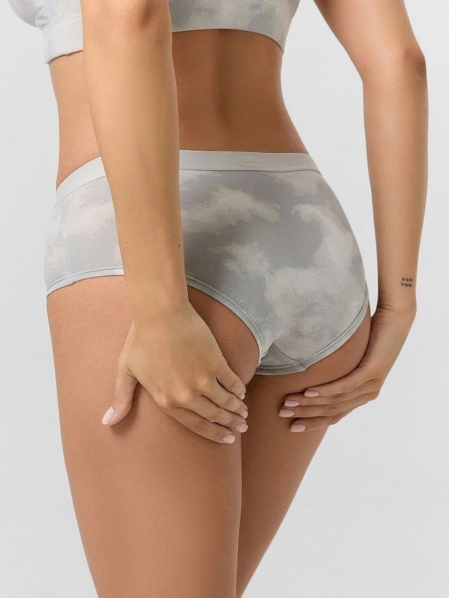 Трусы шортики женские серые с принтом тай-дай - 5