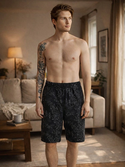 картинка Шорты домашние мужские черные с принтом от магазина мужской одежды Mark Formelle