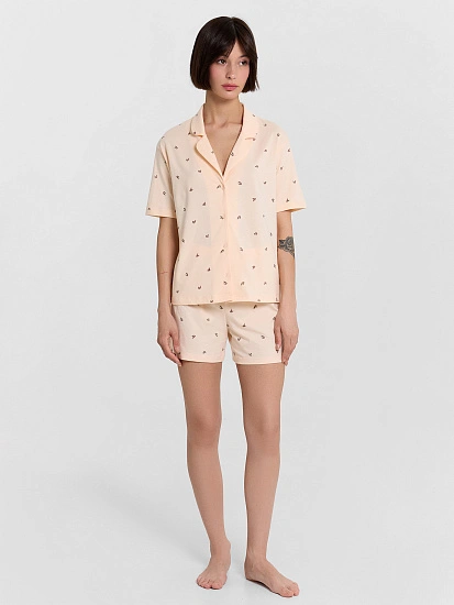картинка Комплект домашний женский персиковый с принтом от магазина стильной одежды Mark Formelle