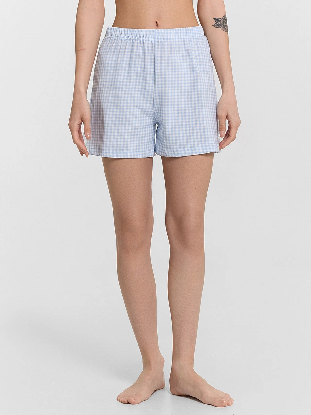 Комплект домашний женский голубой в клетку - 5