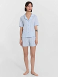 Комплект домашний женский голубой в клетку