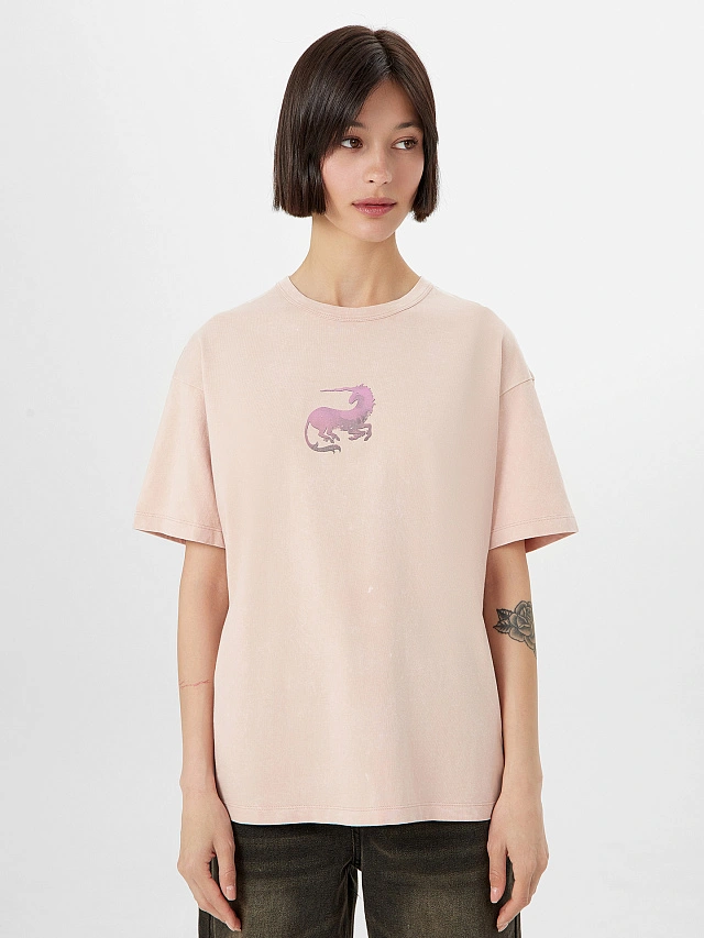 Футболка женская бежевая с надписью "Ty mozhesh prekratit' v edinorogov..." - 2