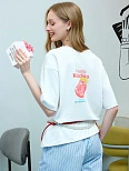 Футболка женская белая с принтом и надписью "Cosmic Kolechko"
