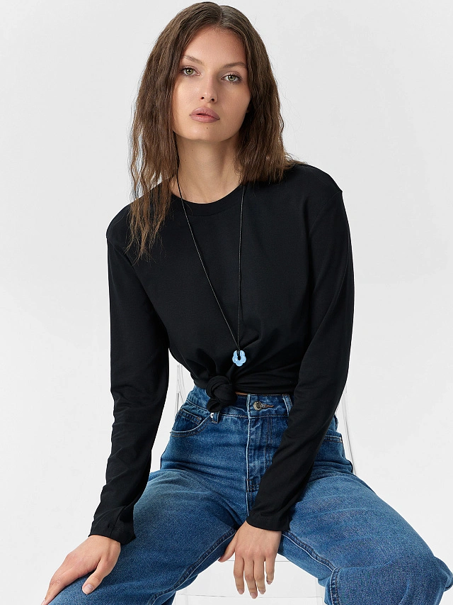 Лонгслив женский черный - 6