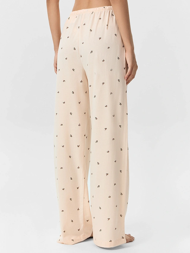 Брюки женские домашние персиковые с принтом - 2