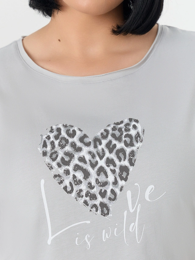 Комплект домашний женский серый: футболка и бриджи - 5