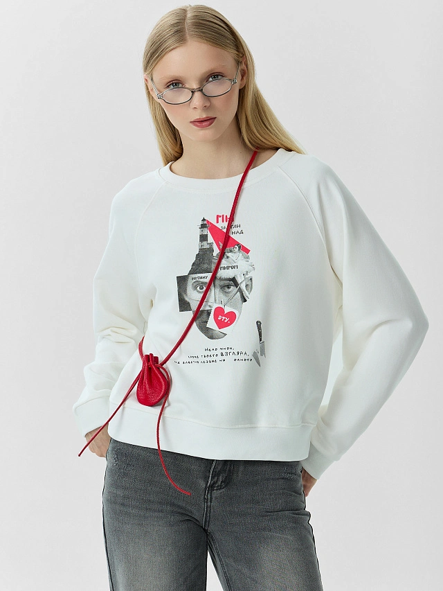 Свитшот белый с надписью "Надо мною, кроме твоего взгляда, не властно лезвие ни одного..." - 7