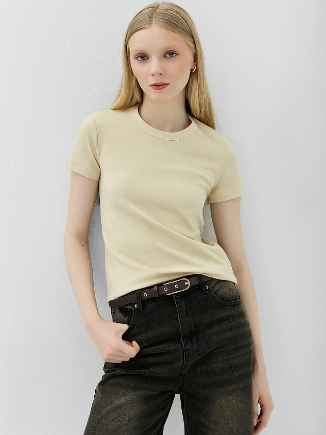 Футболка женская бежевая - 5