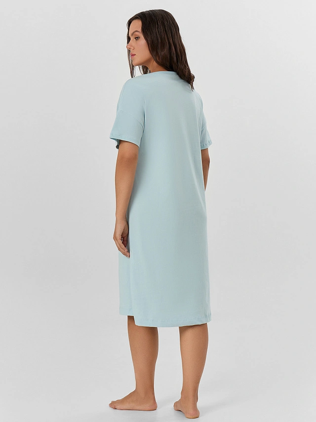 Сорочка ночная женская голубая с надписью "Царица" - 3