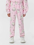 Брюки для девочек розовые с принтом