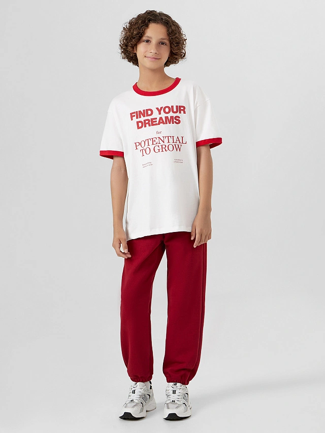 Футболка для мальчиков белая с надписью "Find your dreams" - 5