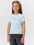 Футболка для девочек голубая с принтом "Strawberry"