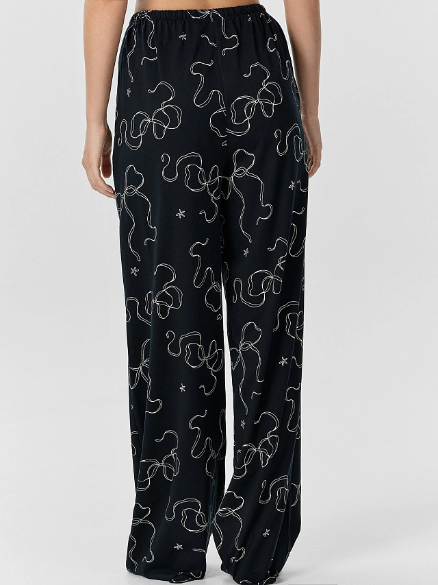 Комплект домашний женский черный с принтом - 5