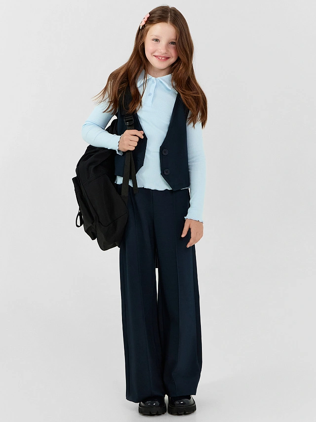 Поло для девочек голубое - 7