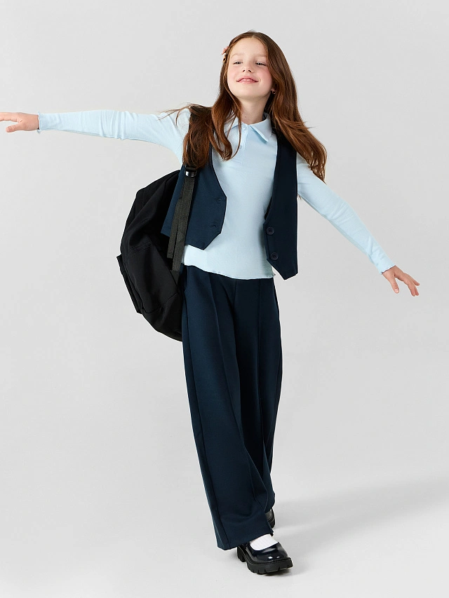 Поло для девочек голубое - 8