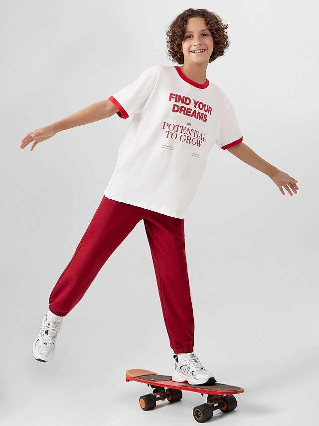 Брюки для мальчиков бордовые - 5