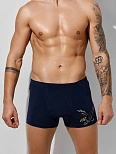 Трусы боксеры мужские синие с принтом