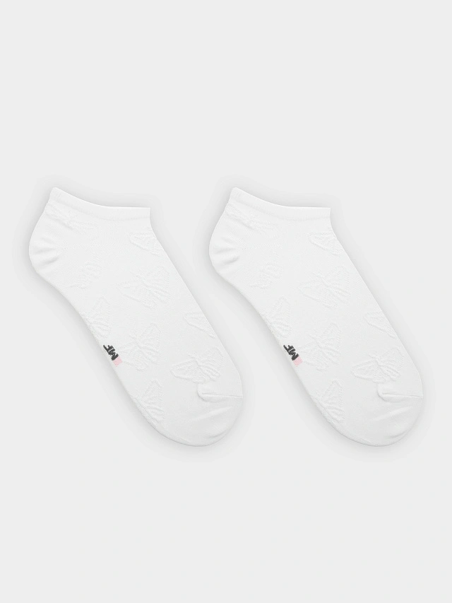 Носки женские белые с узором в виде бабочек - 5