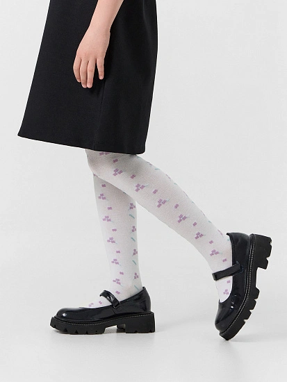 картинка Колготки детские белые с цветочным узором от известного бренда одежды для девочек Mark Formelle