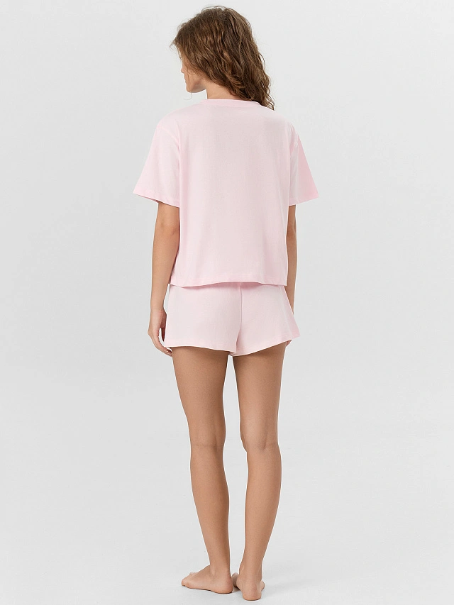 Комплект домашний женский розовый с принтом и надписью "горю на работе" - 2